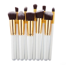 Load image into Gallery viewer, 10 Pcs Silver/Golden Makeup Brush Set Cosmetics Foundation Blending Blush Makeup Tool Powder Eyeshadow Cosmetic Set