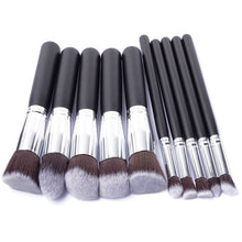 Load image into Gallery viewer, 10 Pcs Silver/Golden Makeup Brush Set Cosmetics Foundation Blending Blush Makeup Tool Powder Eyeshadow Cosmetic Set