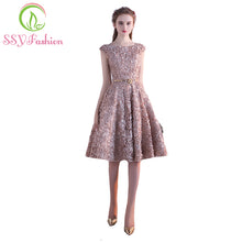 Load image into Gallery viewer, Robe De Soiree SSYFashion Flower A-line Cocktail Dress The Banquet Elegant Lace Up Party Formal Dresses Custom Made Party Gown