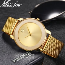 Load image into Gallery viewer, Miss Fox Ladies Gold Watch Women Famous Brand Minimalist Steel Mesh Simple Geneva Watch Women Waterproof Xfcs Role Quartz Watch