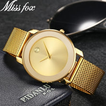 Load image into Gallery viewer, Miss Fox Ladies Gold Watch Women Famous Brand Minimalist Steel Mesh Simple Geneva Watch Women Waterproof Xfcs Role Quartz Watch