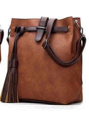 Load image into Gallery viewer, TTOU Tassel Shoulder Bag Women Fashion Designer Bucket Bags  Vintage Crossbody Bag Pu Leather Messenger Bag Hot Sale Handbag