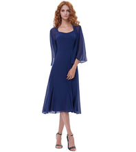 Load image into Gallery viewer, Kate Kasin Cocktail Party Dress 2018 Elegant Short Cocktail Dresses with Cape Open Front Navy Blue Prom Dress Vestido Coctel