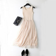 Load image into Gallery viewer, 2018 New Sexy Spaghetti Strap Patchwork Mesh Dress Spring Summer Women Gauze Lace Tank Dress Basic Sundress Party Vestidos SF116