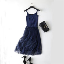 Load image into Gallery viewer, 2018 New Sexy Spaghetti Strap Patchwork Mesh Dress Spring Summer Women Gauze Lace Tank Dress Basic Sundress Party Vestidos SF116