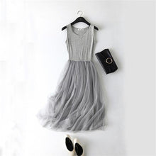 Load image into Gallery viewer, 2018 New Sexy Spaghetti Strap Patchwork Mesh Dress Spring Summer Women Gauze Lace Tank Dress Basic Sundress Party Vestidos SF116