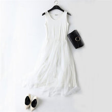Load image into Gallery viewer, 2018 New Sexy Spaghetti Strap Patchwork Mesh Dress Spring Summer Women Gauze Lace Tank Dress Basic Sundress Party Vestidos SF116
