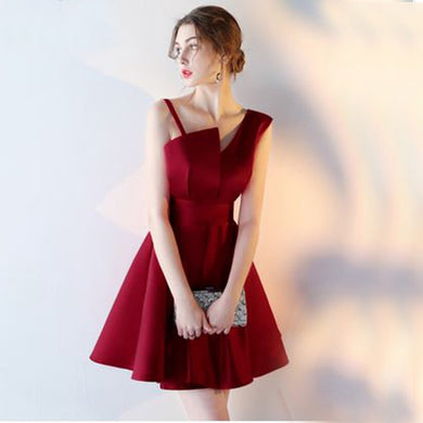Robe cocktail courte chic 2018 satin sexy V neck knee length white burgundy cocktail dresses cheap plus size party Dress