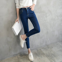 Load image into Gallery viewer, 2018 Summer Women Ankle-Length Black Jeans Students High Waist Stretch Skinny Female Tassel Pencil Pants Denim Ladies Trousers