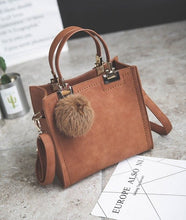 Load image into Gallery viewer, Free shipping, 2018 new woman handbags, fashion messenger bag, retro Korean version women bag, trend hairball ornaments flap.