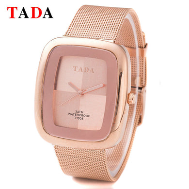 3ATM Waterproof TADA New rectangle girl gold Lady Watches Women Mesh steel rose gold Wristwatches Relojes Mujer Relogio Feminino