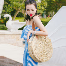 Load image into Gallery viewer, Fashion New Brand Designer Summer Women Large Round Straw Shoulder Bag Beach Handbag Lady Rattan 2018 Totes Female Travel Bag