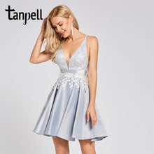 Load image into Gallery viewer, Tanpell criss-cross straps cocktail dress silver sleeveless above knee a line gown women homecoming party short cocktail dresses