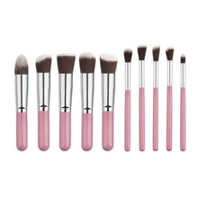 Load image into Gallery viewer, 10 Pcs Silver/Golden Makeup Brush Set Cosmetics Foundation Blending Blush Makeup Tool Powder Eyeshadow Cosmetic Set