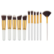 Load image into Gallery viewer, 10 Pcs Silver/Golden Makeup Brush Set Cosmetics Foundation Blending Blush Makeup Tool Powder Eyeshadow Cosmetic Set