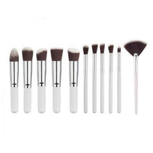 Load image into Gallery viewer, 10 Pcs Silver/Golden Makeup Brush Set Cosmetics Foundation Blending Blush Makeup Tool Powder Eyeshadow Cosmetic Set