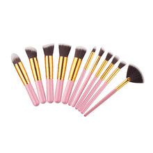 Load image into Gallery viewer, 10 Pcs Silver/Golden Makeup Brush Set Cosmetics Foundation Blending Blush Makeup Tool Powder Eyeshadow Cosmetic Set