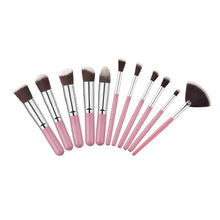 Load image into Gallery viewer, 10 Pcs Silver/Golden Makeup Brush Set Cosmetics Foundation Blending Blush Makeup Tool Powder Eyeshadow Cosmetic Set