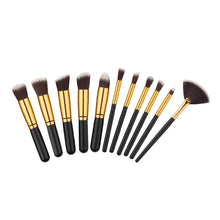 Load image into Gallery viewer, 10 Pcs Silver/Golden Makeup Brush Set Cosmetics Foundation Blending Blush Makeup Tool Powder Eyeshadow Cosmetic Set