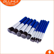 Load image into Gallery viewer, 10 Pcs Silver/Golden Makeup Brush Set Cosmetics Foundation Blending Blush Makeup Tool Powder Eyeshadow Cosmetic Set