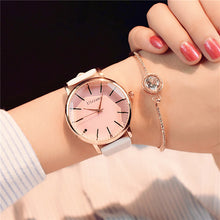 Load image into Gallery viewer, Polygonal dial design women watches luxury fashion dress quartz watch ulzzang popular brand white ladies leather wristwatch