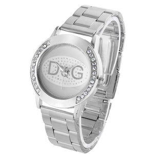 Zegarki Damskie Luxury brands DQG Women Crystal Silver stainless steel Quartz Watch Lady Outdoor Sport Watch Hot sale Montres