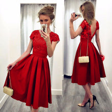 Load image into Gallery viewer, BornToGirl Women Elegant Sexy Backless Stitching Lace Dress Autumn Winter Female Black Blue Green Red Sexy Dress robe femme